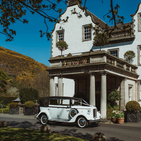 Wedding car outside the main House