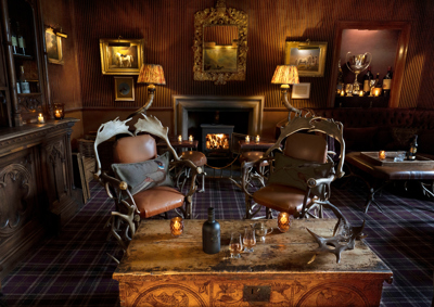 Chairs with antlers in the Whisky Room in Edinburgh